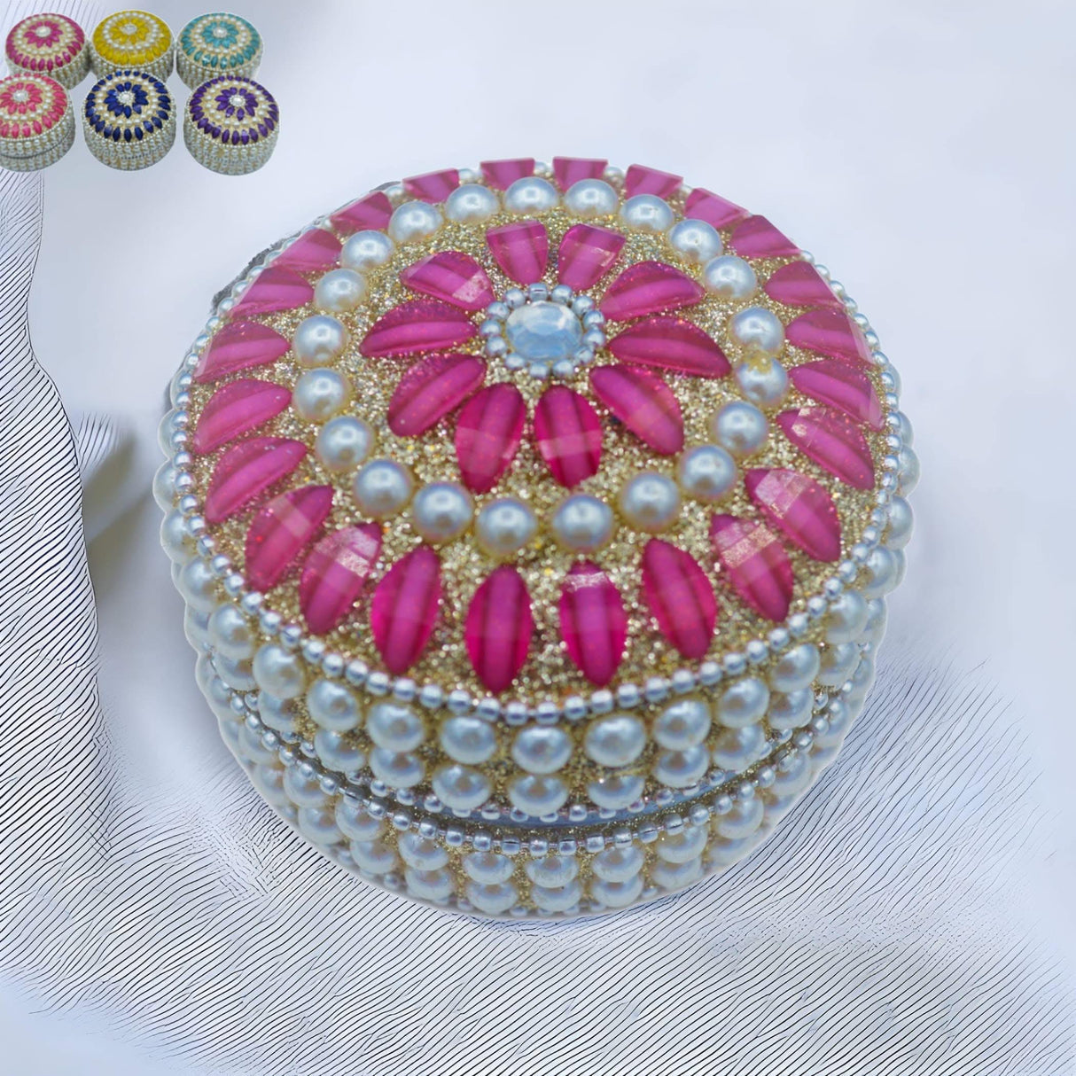 Pearl Jewelry Box for Women Jewelry Travel Case Indian Festival Favor Wedding Pooja Diwali Gift Jewelry Organizer for Mother’s Day Anniversary Housewarming - LoveNspire