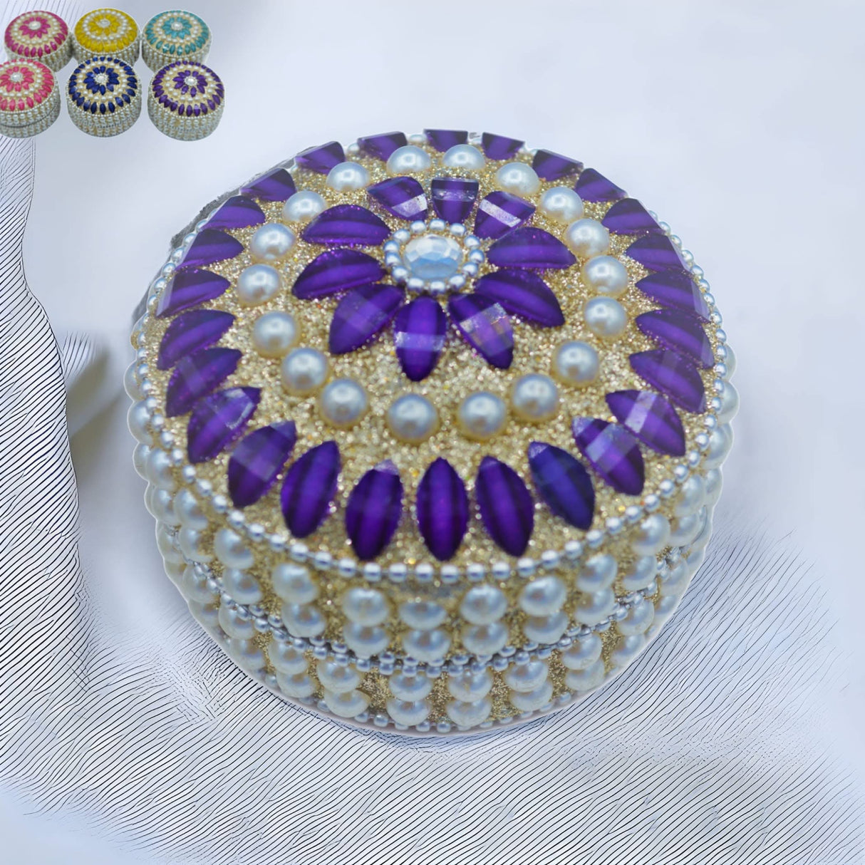 Pearl Jewelry Box for Women Jewelry Travel Case Indian Festival Favor Wedding Pooja Diwali Gift Jewelry Organizer for Mother’s Day Anniversary Housewarming - LoveNspire