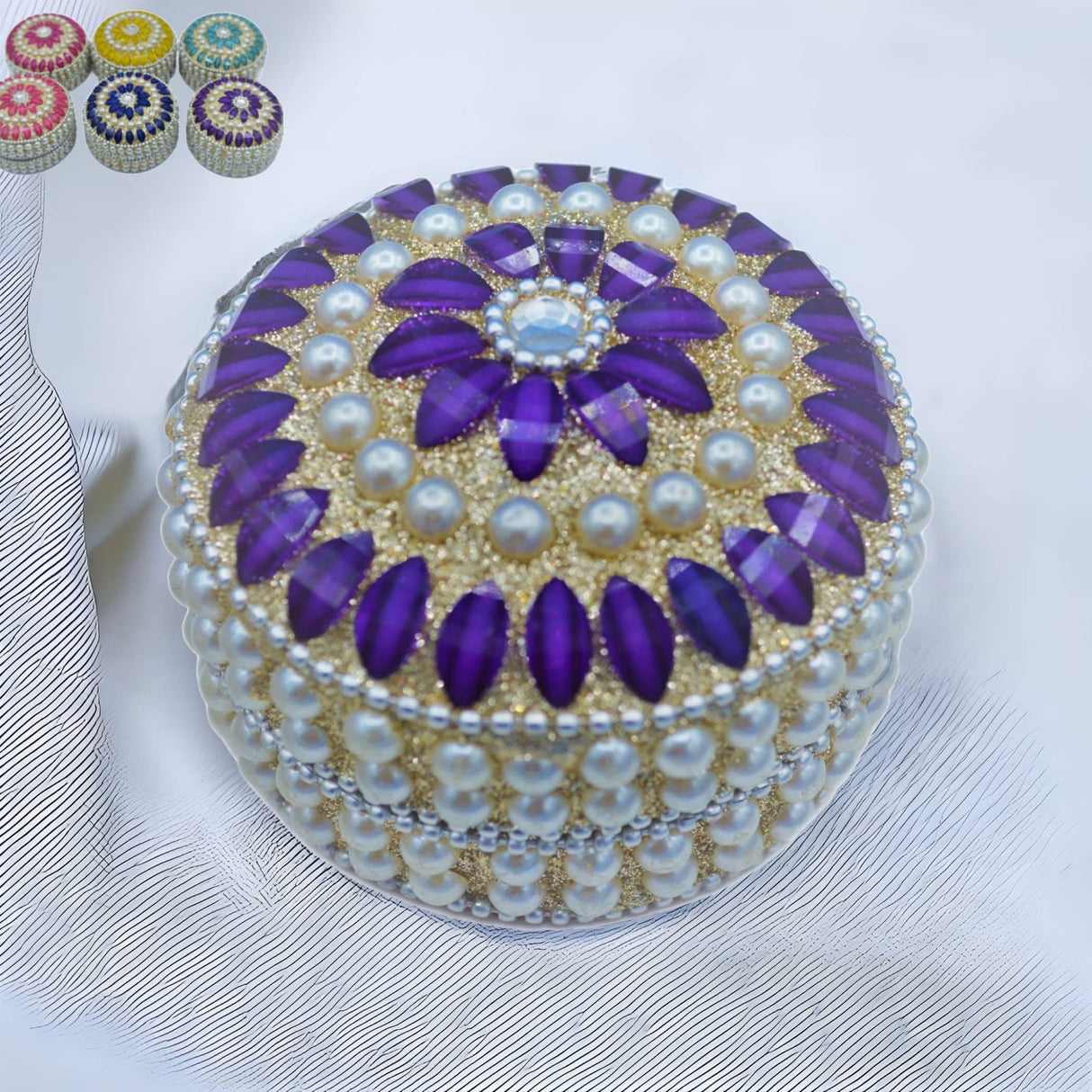 Pearl Jewelry Box for Women Jewelry Travel Case Indian Festival Favor Wedding Pooja Diwali Gift Jewelry Organizer for Mother’s Day Anniversary Housewarming - LoveNspire