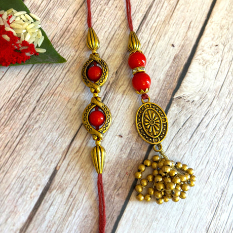 Pearl Traditional Lumba Rakhi for Brother and Bhabhi Designer Fancy Bracelet Couple Rakhi for Bhaiya Brother Bhai Rakhi for Brother Gift Hamper Roli Chawal - LoveNspire