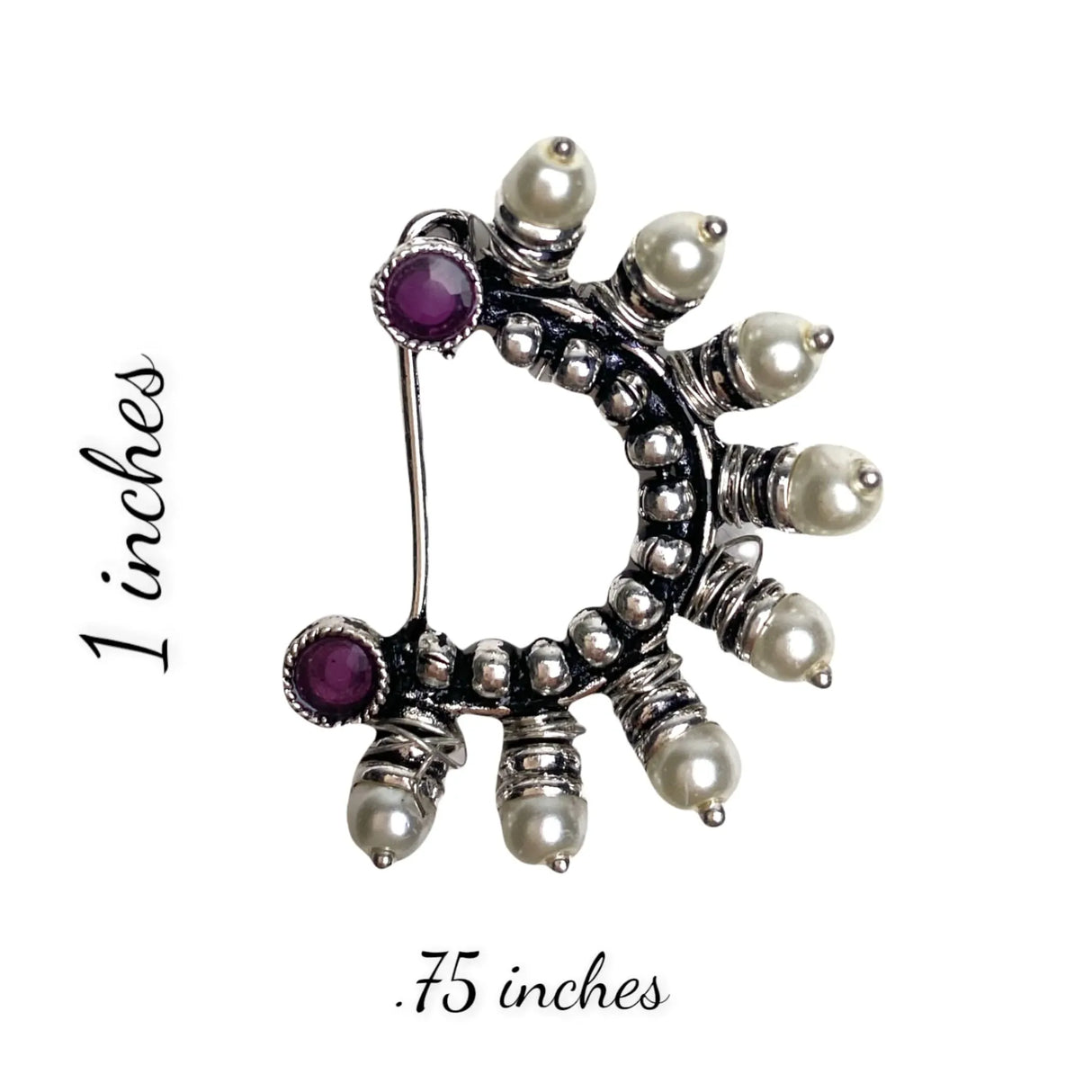 Indian Marathi Nath for Women Pearl Marathi Oxidized Nose Ring Bollywood Style Indian Jewelry Nose Ring Clip-on Marathi Bridal Nathani Faux Pearl Non-piercing Jewelry for Women Gift for Her - LoveNspire