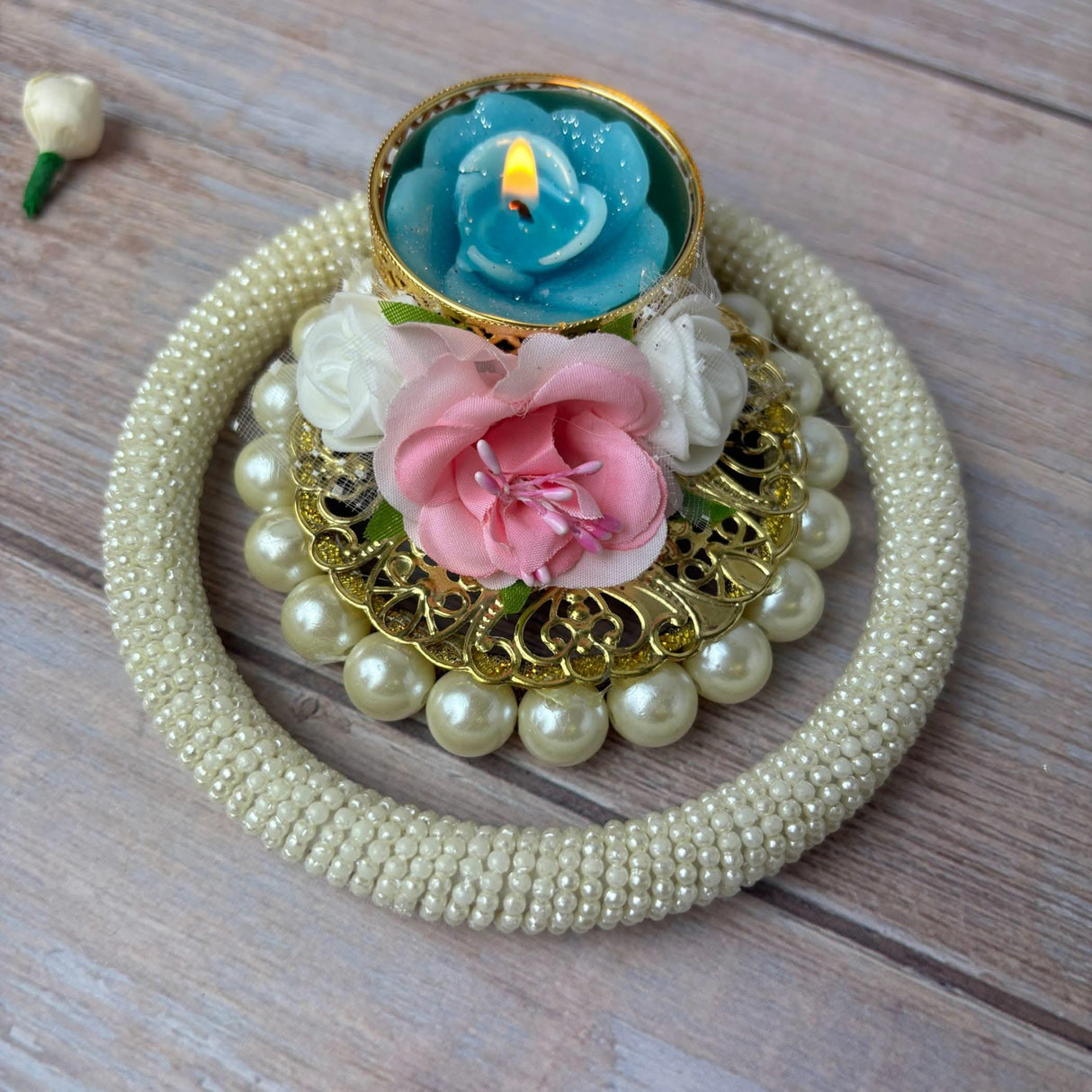 Rose Pearl Tealight Candle Holders – Rangoli Indian Diya T-light Stand for Centerpiece, Dining Table, Home & Temple Decor – Diwali, Christmas, Thanksgiving & Housewarming Gift - LoveNspire