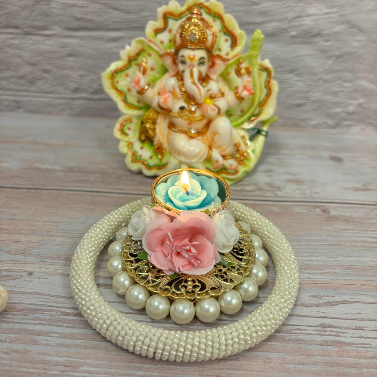 Rose Pearl Tealight Candle Holders – Rangoli Indian Diya T-light Stand for Centerpiece, Dining Table, Home & Temple Decor – Diwali, Christmas, Thanksgiving & Housewarming Gift - LoveNspire