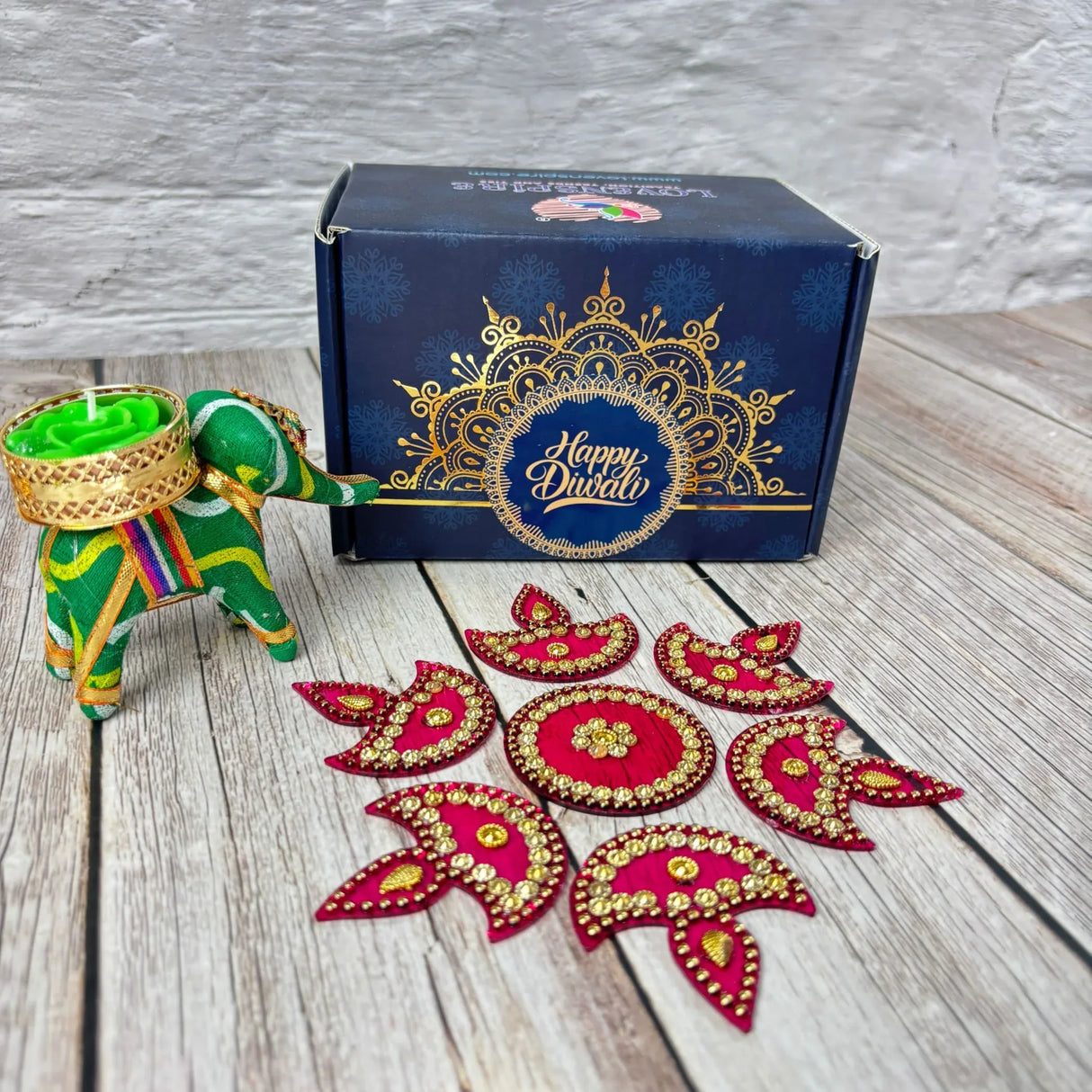 Personalize Diwali Gifts Box Navratri Sweet Gift Boxes Hamper Basket, Decor Rangoli, Candle Holder for Employees, Office / Corporate Gifting Items - LoveNspire