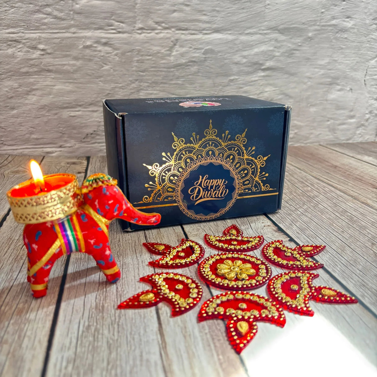 Personalize Diwali Gifts Box Navratri Sweet Gift Boxes Hamper Basket, Decor Rangoli, Candle Holder for Employees, Office / Corporate Gifting Items - LoveNspire