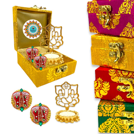 Personalized Candle Holder Diwali Gifts Boxes Indian Festival Handmade Home Decoration Housewarming Mandir Pujan Pooja Return Gifts Items Office Decor Gift Hamper Basket - Corporate Gift - LoveNspire