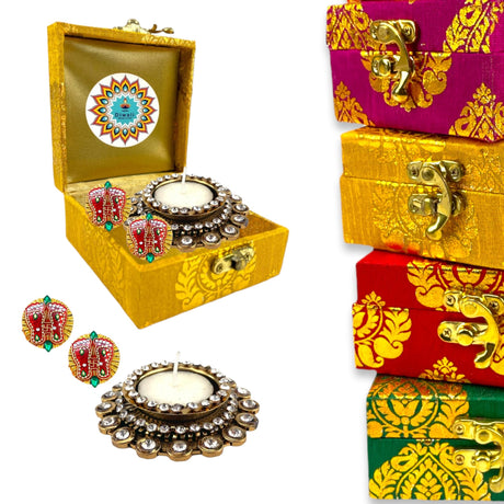 Personalized Candle Holder Diwali Gifts Boxes Indian Festival Handmade Home Decoration Housewarming Mandir Pujan Pooja Return Gifts Items Office Decor Gift Hamper Basket - Corporate Gift - LoveNspire