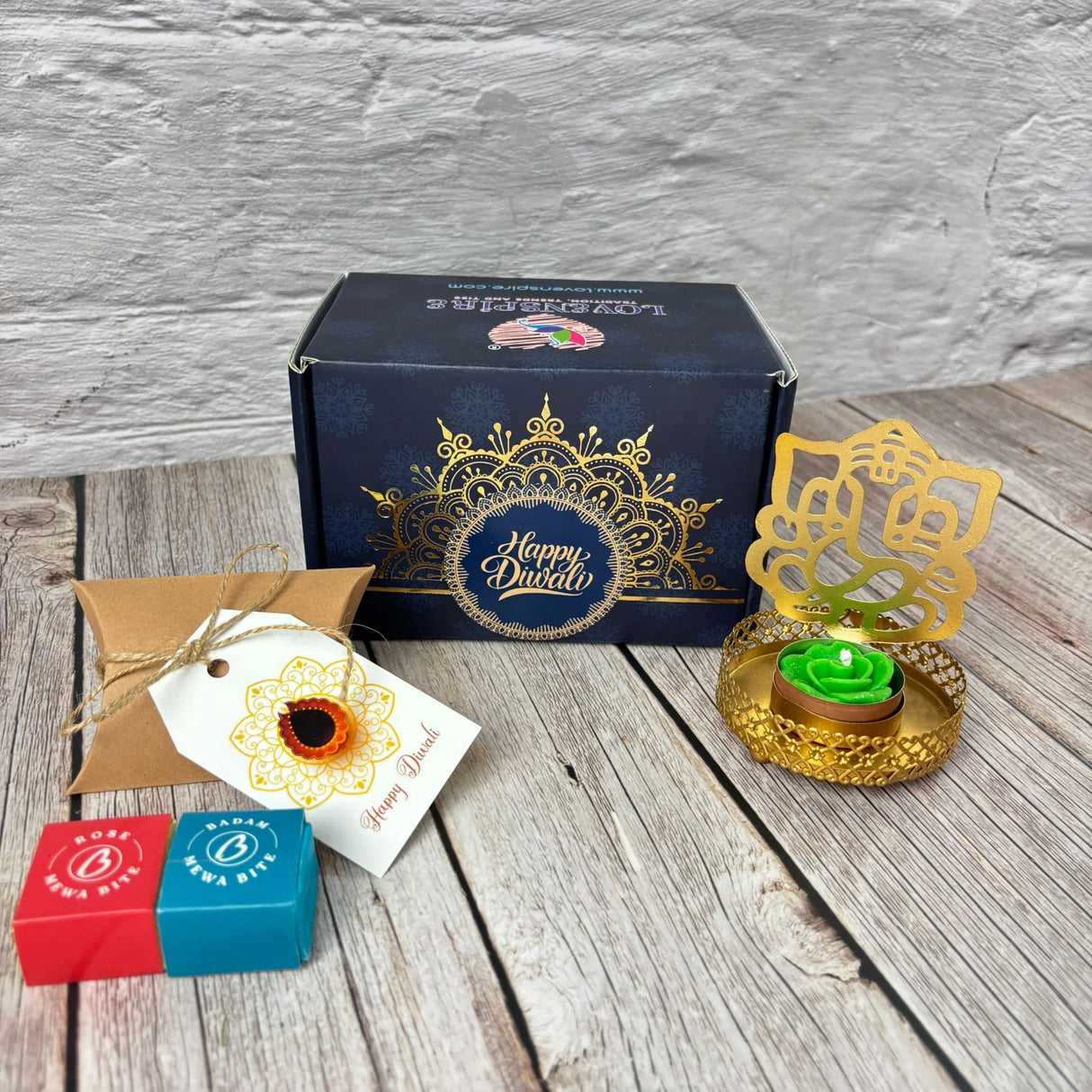 Personalized Diwali Gifts Hamper Indian Festival Basket Diwali Gift Boxes Ganesha Candle Holder, Sweets Dry Fruits for Employees Home Office Friends Family Relatives Return Gift Items - LoveNspire