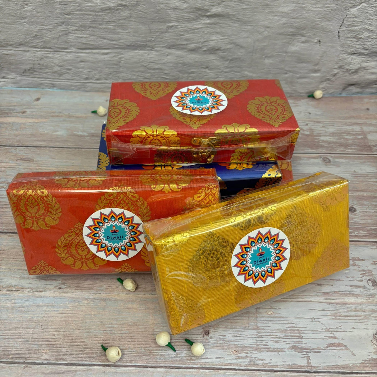 Personalized Diwali Gifts Hamper Shubh Labh Rajasthani Brocade Design Gift Box Indian Festival Diwali Hamper Basket for Employees Home Office Friends Family - Corporate Return Gift Items - LoveNspire