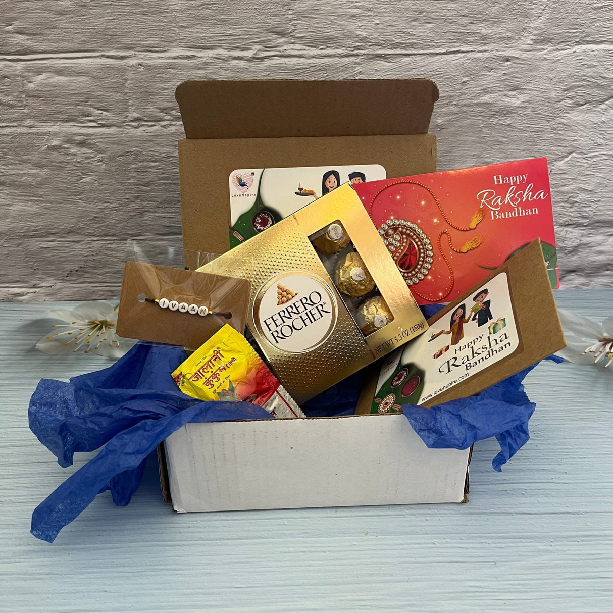 Personalized Name Rakhi for Brother Raksha Bandhan Designer Handmade Rakhi Thread for Bhaiya Custom Name Rakhi - Rakhi Gift Hamper Ferrero-rocher/ghirar-delli/kit-kat - LoveNspire