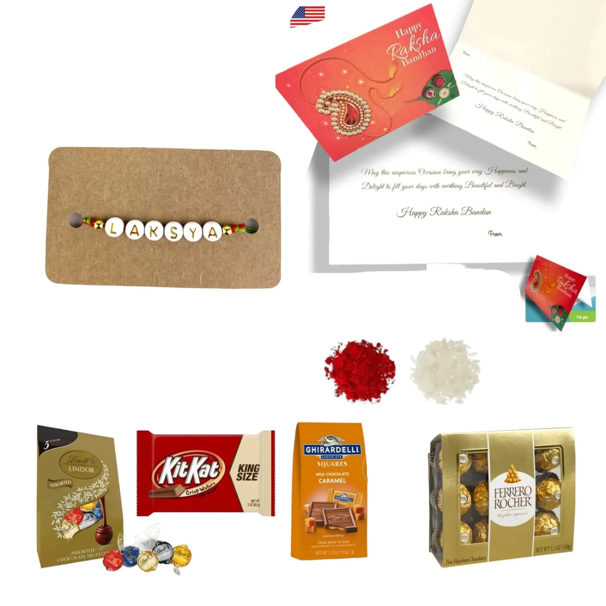 Personalized Name Rakhi for Brother Raksha Bandhan Designer Handmade Rakhi Thread for Bhaiya Custom Name Rakhi - Rakhi Gift Hamper Ferrero-rocher/ghirar-delli/kit-kat - LoveNspire