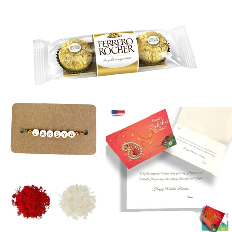Personalized Name Rakhi for Brother Raksha Bandhan Designer Handmade Rakhi Thread for Bhaiya Custom Name Rakhi - Rakhi Gift Hamper Ferrero-rocher/ghirar-delli/kit-kat - LoveNspire