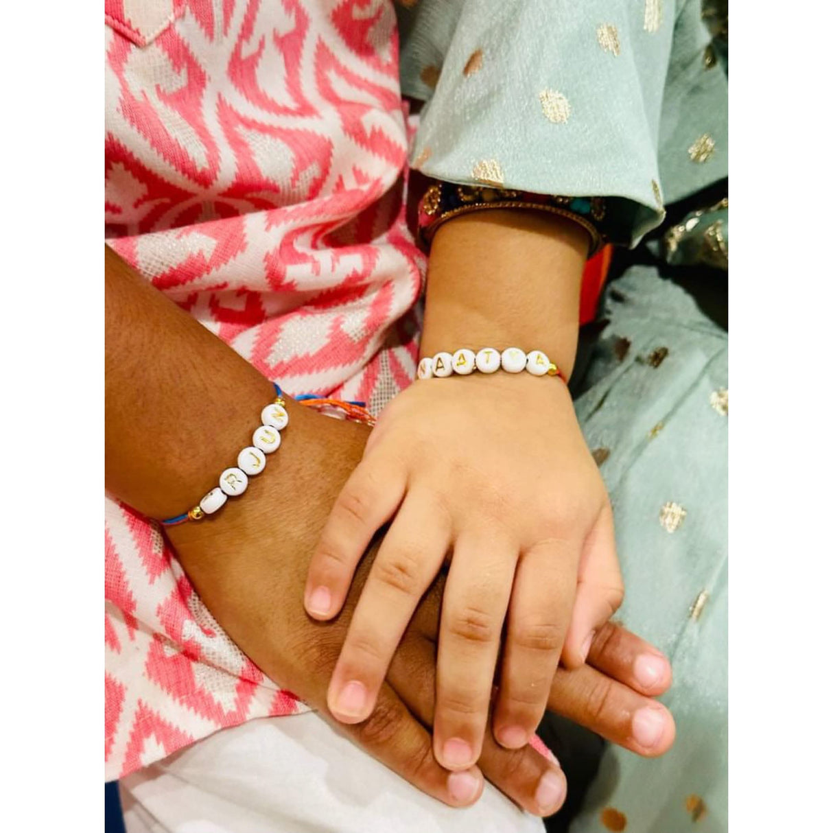 Personalized Handmade Rakhi for Brother – Custom White Letter Name Rakhi Thread with Rakhi Card Hindu Bracelet Rakhi for Bhaiya Custom Name Gift - LoveNspire