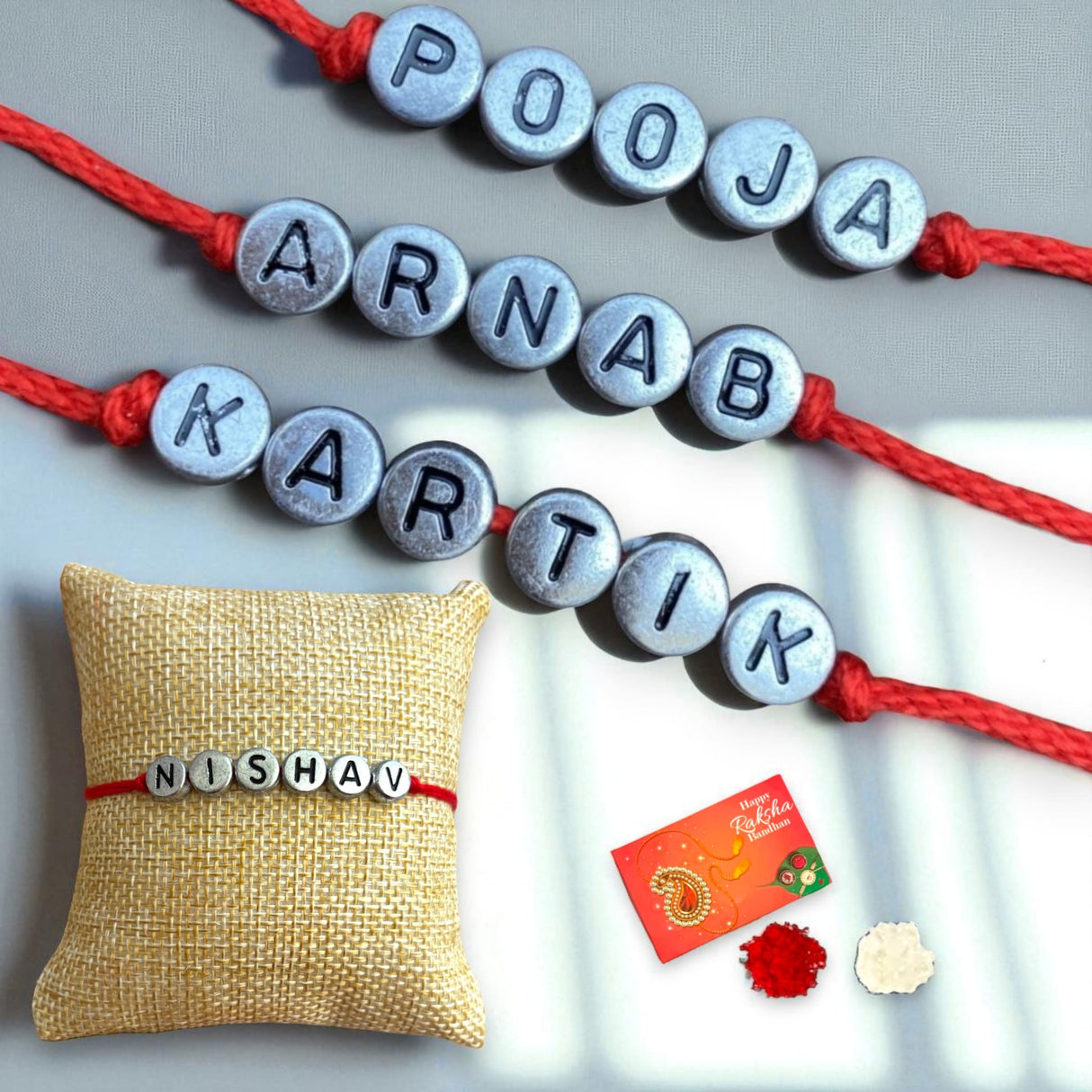 Personalized Rakhi for Brother Raksha Bandhan Handmade Customize Rakhi Thread for Bhaiya Custom Name Rakhi Card Hindu Bracelet Rakhi - LoveNspire