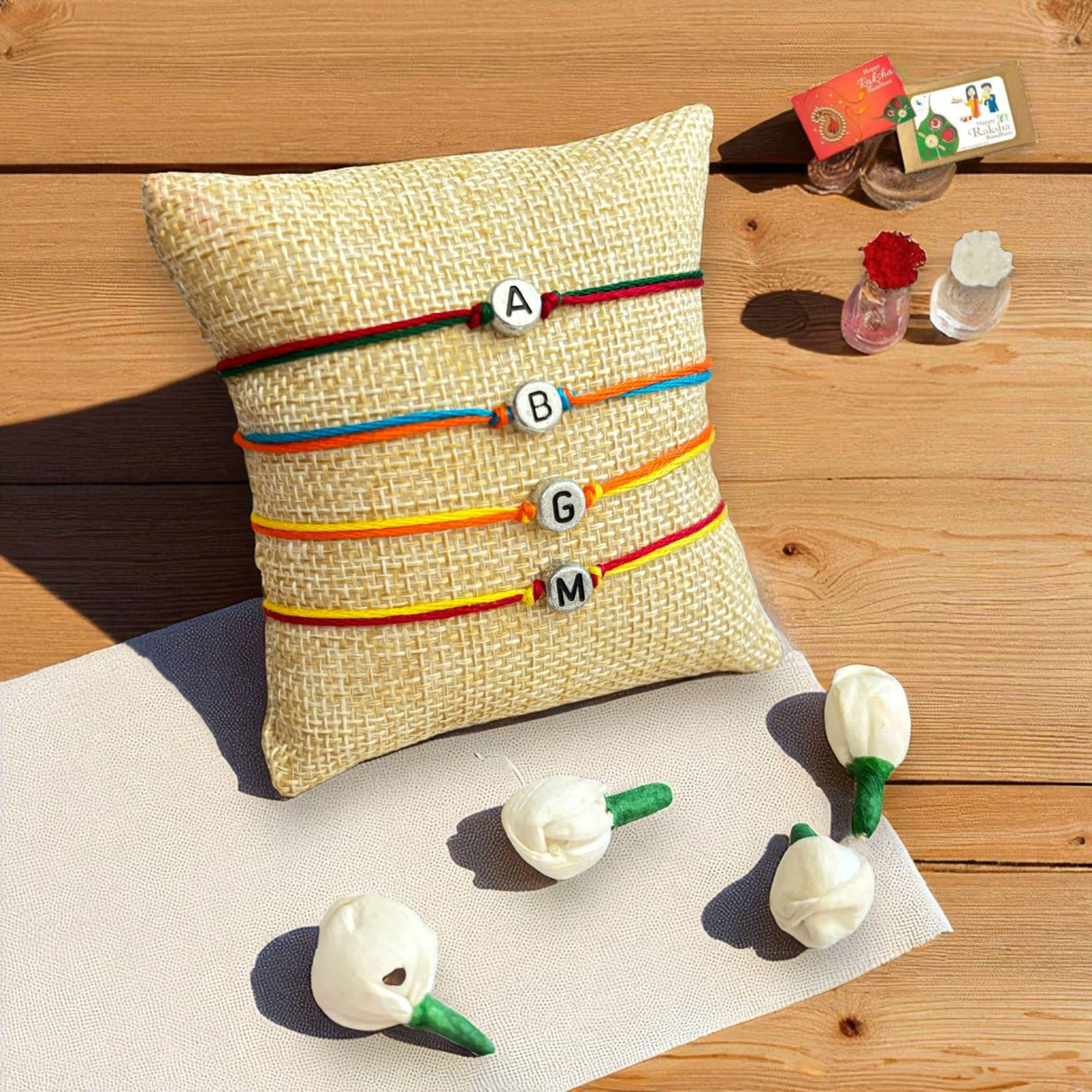 Personalized Rakhi for Brother Custom White Letter Name Designer Handmade Rakhi Thread for Bhaiya Customized Name Rakhi Card Hindu Bracelet Bond of Love - LoveNspire