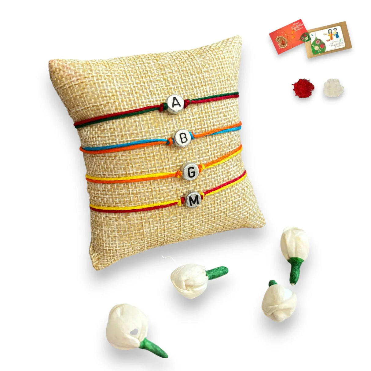 Personalized Rakhi for Brother Custom White Letter Name Designer Handmade Rakhi Thread for Bhaiya Customized Name Rakhi Card Hindu Bracelet Bond of Love - LoveNspire