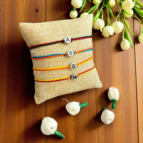 Personalized Rakhi for Brother Custom White Letter Name Designer Handmade Rakhi Thread for Bhaiya Customized Name Rakhi Card Hindu Bracelet Bond of Love - LoveNspire