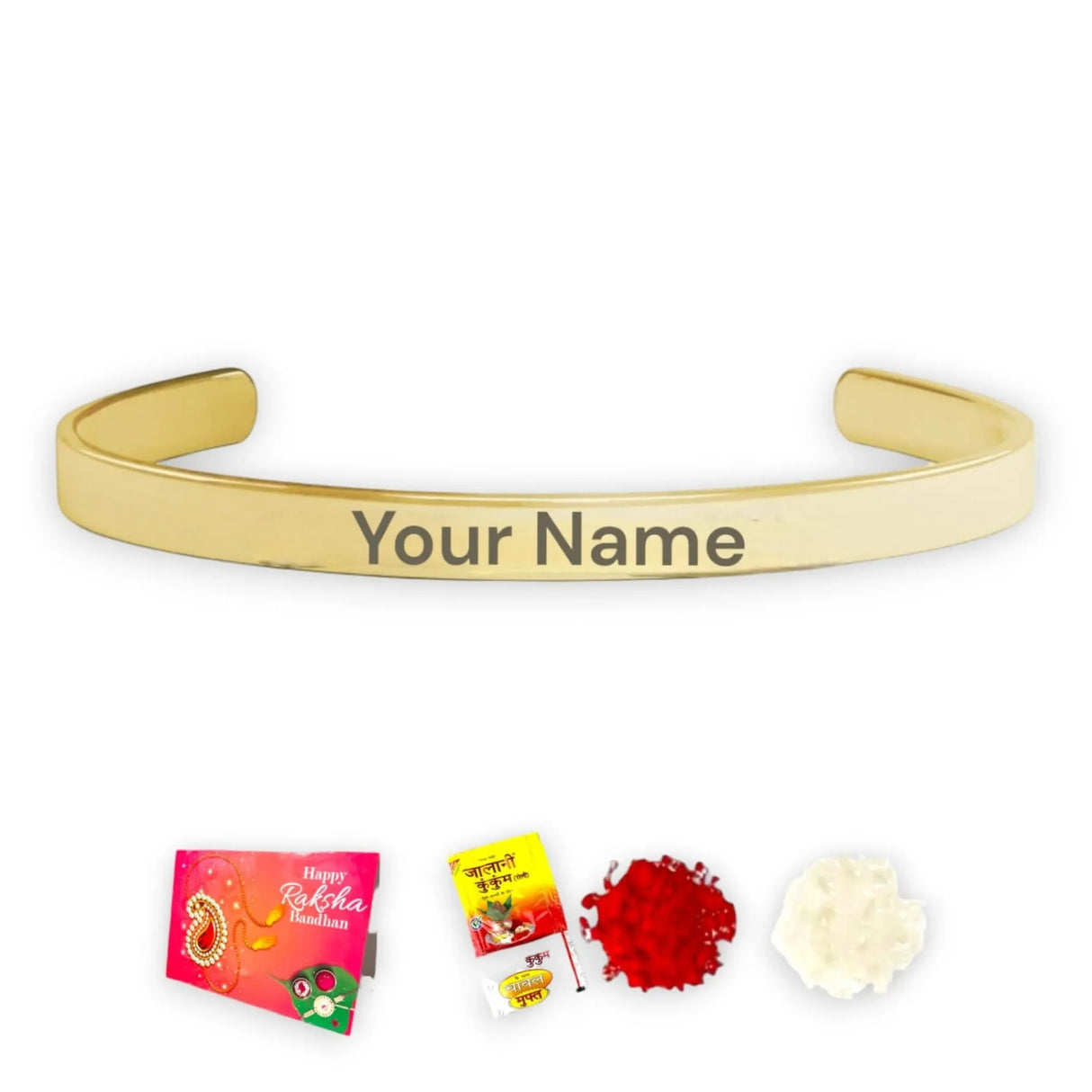 Personalized Stainless Steel Rakhi for Brother Custom Engraved Names Cuff Bracelet for Bhai - Raksha Bandhan Customizable Bracelets Rakhi Gift Hamper with Roli Chawal Greeting Card - LoveNspire
