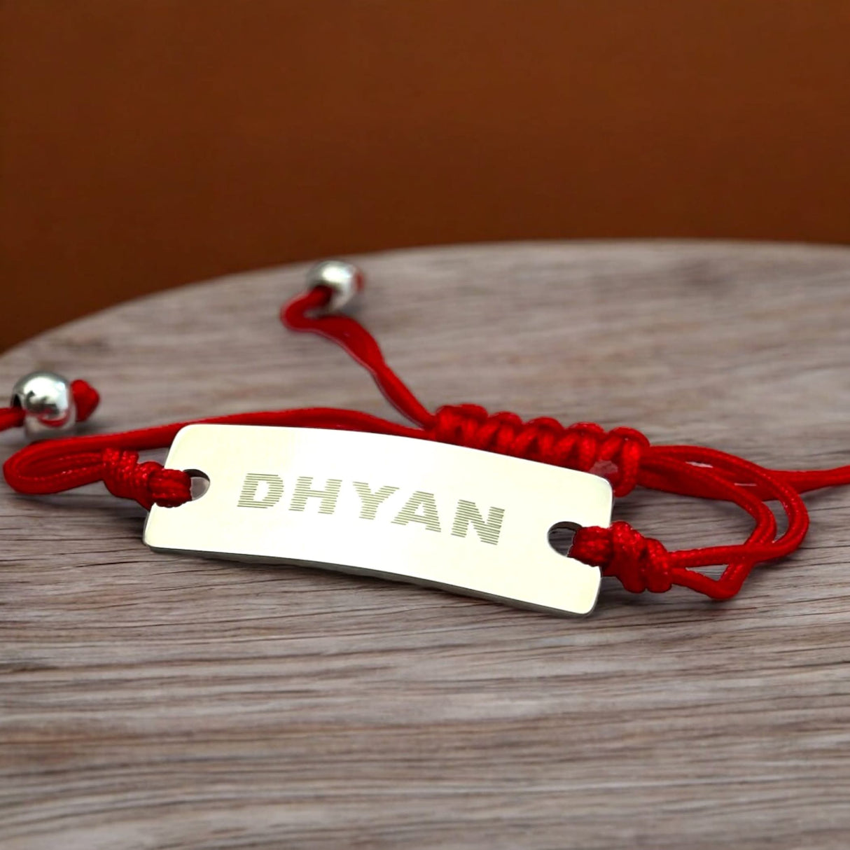 Personalized Stainless Steel Rakhi for Brother Custom Engraved Name Bracelet for Bhai Raksha Bandhan Customizable Thread Rakhi Gift Hamper with Roli Chawal Greeting Card - LoveNspire