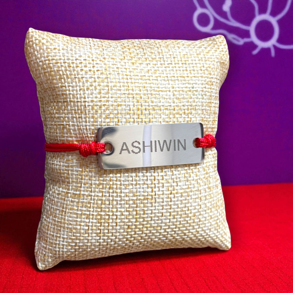 Personalized Stainless Steel Rakhi for Brother Custom Engraved Name Bracelet for Bhai Raksha Bandhan Customizable Thread Rakhi Gift Hamper with Roli Chawal Greeting Card - LoveNspire