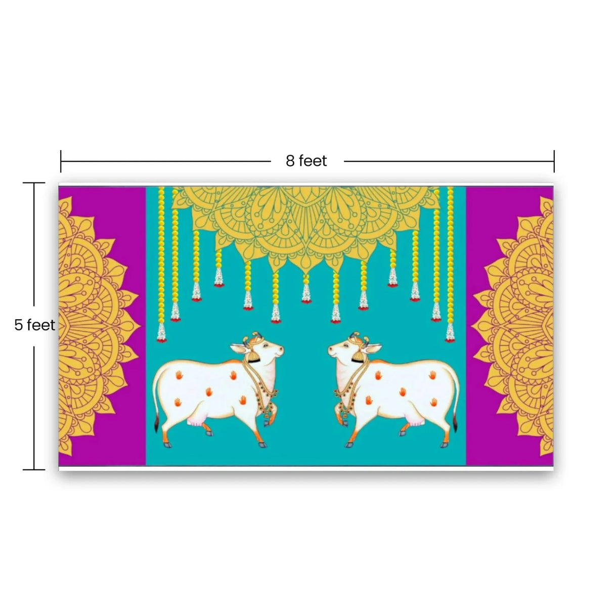 Pichwai Cow Print Backdrop 5x8 Feet Backdrop Indian Traditional Cloth Satnaryan Pooja Decor Indian Pooja Wall Decor Indian Wall Art Photo Decor Banner Decorative Cloth Wedding Favor - LoveNspire