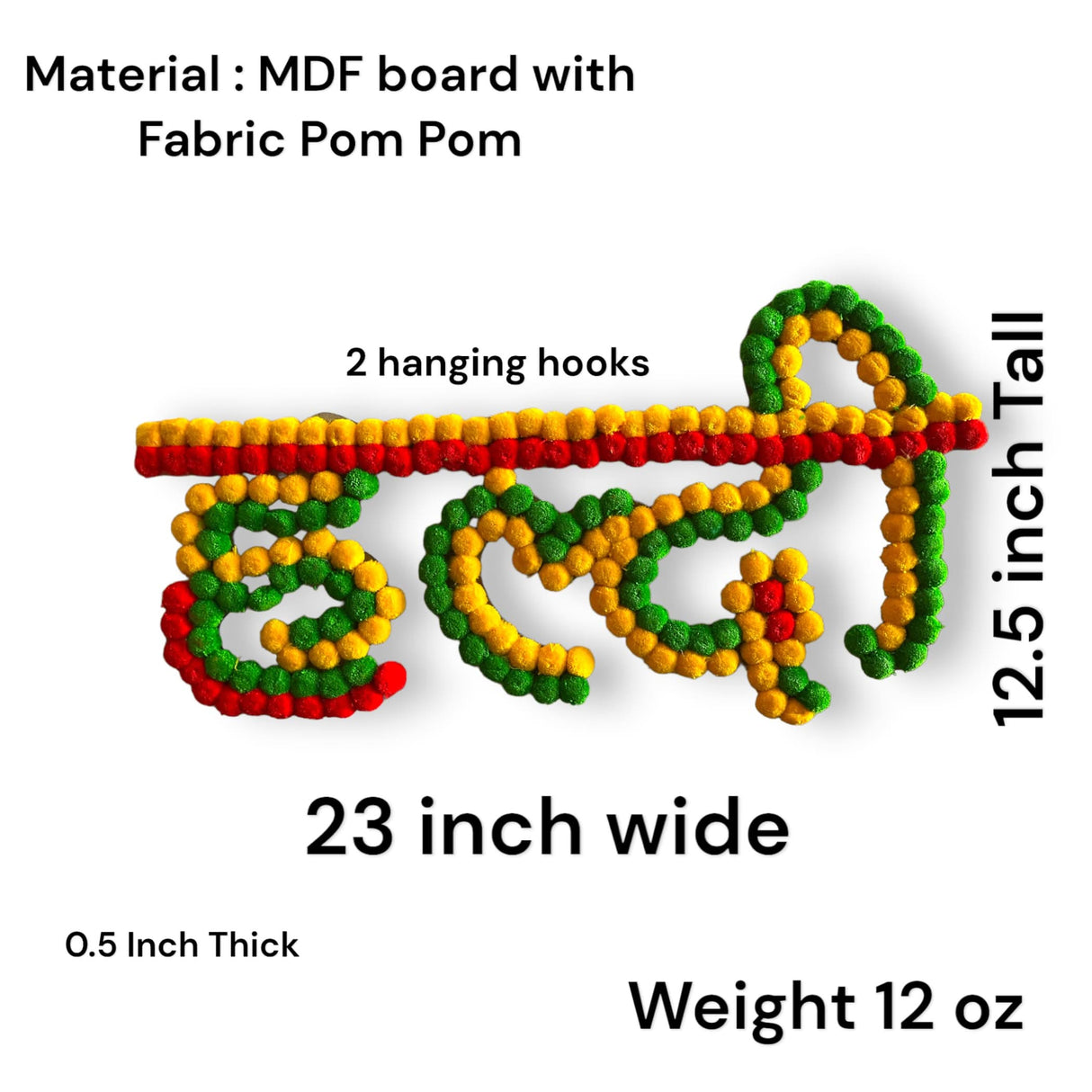 Haldi Ceremony Decoration Cutout Banner with Colorful Pom Pom for Groom and Bride Wedding Stage Backdrop Decorations Reusable Haldi Mdf Board Banner for Wall Decor - LoveNspire