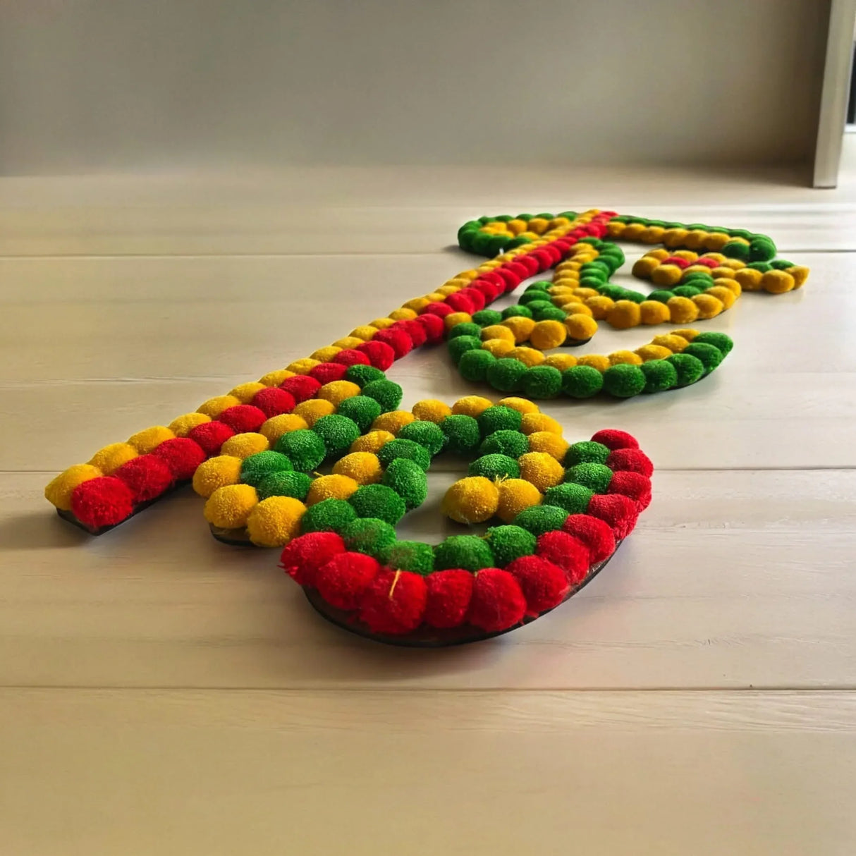 Haldi Ceremony Decoration Cutout Banner with Colorful Pom Pom for Groom and Bride Wedding Stage Backdrop Decorations Reusable Haldi Mdf Board Banner for Wall Decor - LoveNspire