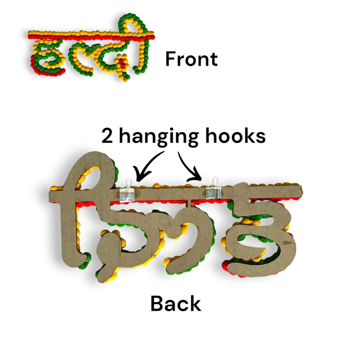 Haldi Ceremony Decoration Cutout Banner with Colorful Pom Pom for Groom and Bride Wedding Stage Backdrop Decorations Reusable Haldi Mdf Board Banner for Wall Decor - LoveNspire