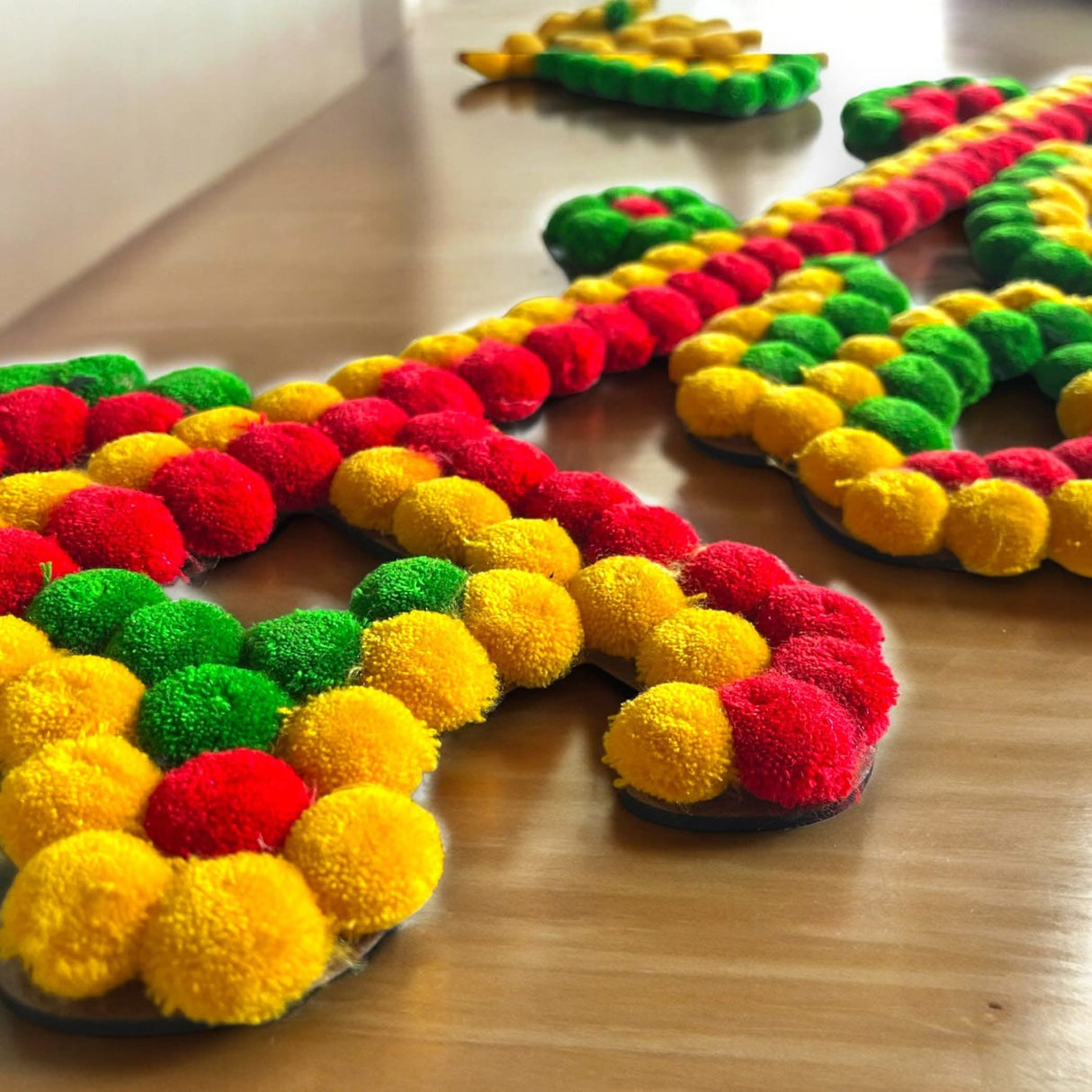 Mehendi Decoration Cutout Banner with Colorful Pom Pom for Groom and Bride Wedding Stage Backdrop Decorations Reusable Mehandi Mdf Board Banner for Wall Decor - LoveNspire