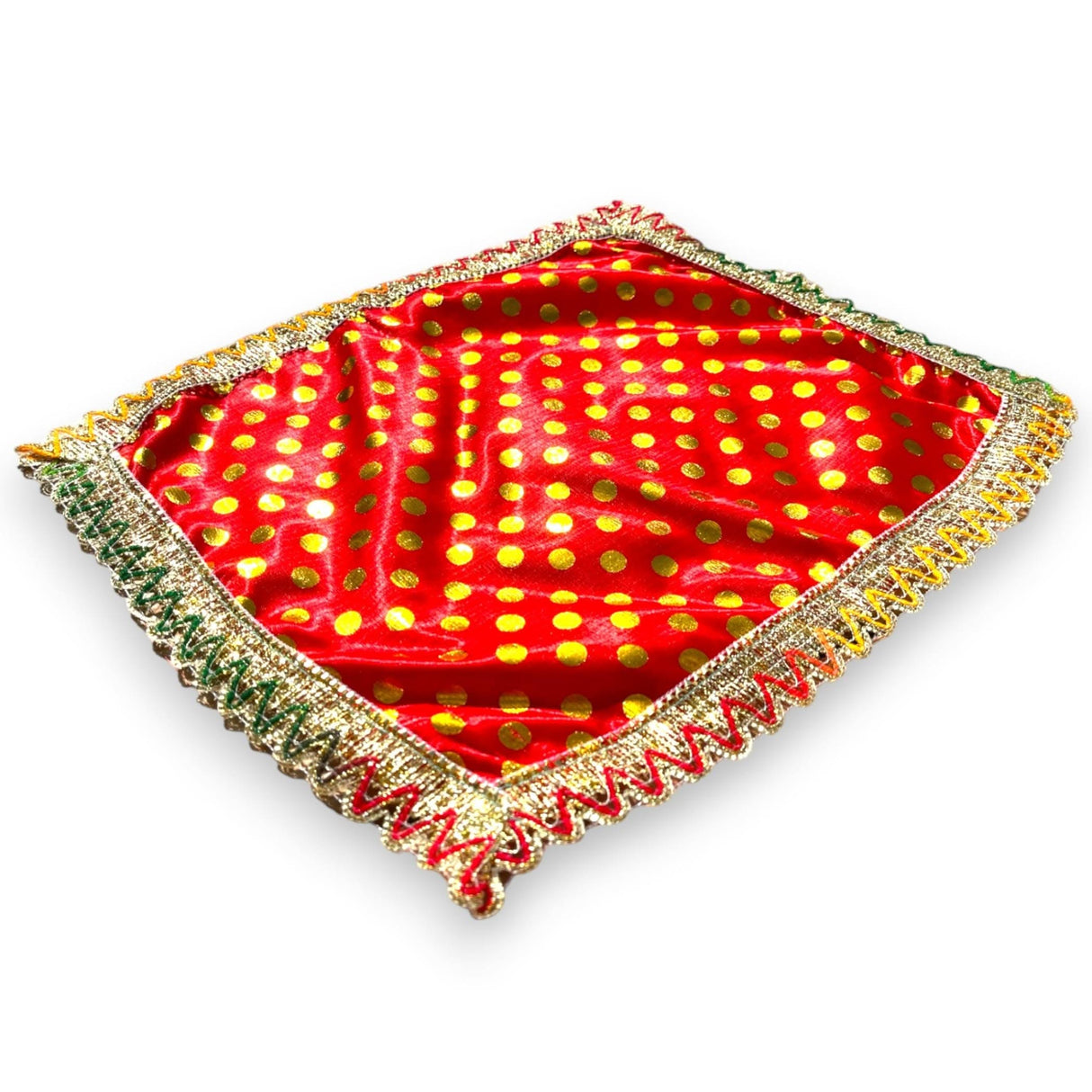 Cloth Pooja Mat Aasan Silk Mix Fabric Cloth for God Goddess Idol Puja Asan Mandir Temple Home Decor Base Chowki Asana Indian Festival Diwali Decoration Housewarming Gift Mata Ki Chunri - LoveNspire