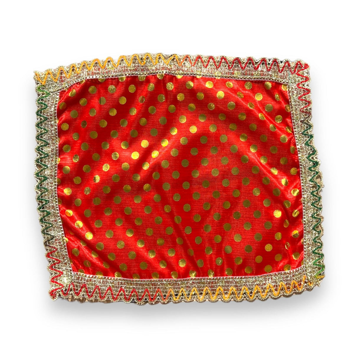 Cloth Pooja Mat Aasan Silk Mix Fabric Cloth for God Goddess Idol Puja Asan Mandir Temple Home Decor Base Chowki Asana Indian Festival Diwali Decoration Housewarming Gift Mata Ki Chunri - LoveNspire