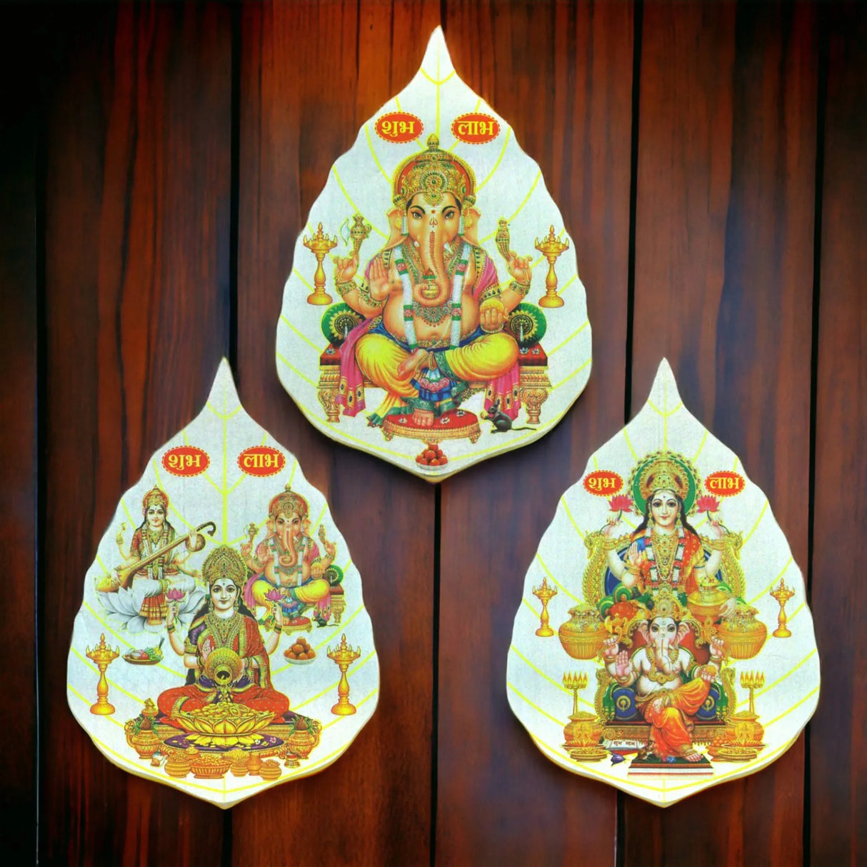 6CT Ganesha Laxmi and Saraswati Wall Sticker Decorative Easy Peel Poster Premium Glitter Effect Pooja Room Wall Sticker Hindu Diwali Decor Indian God Sticker Home Office - LoveNspire