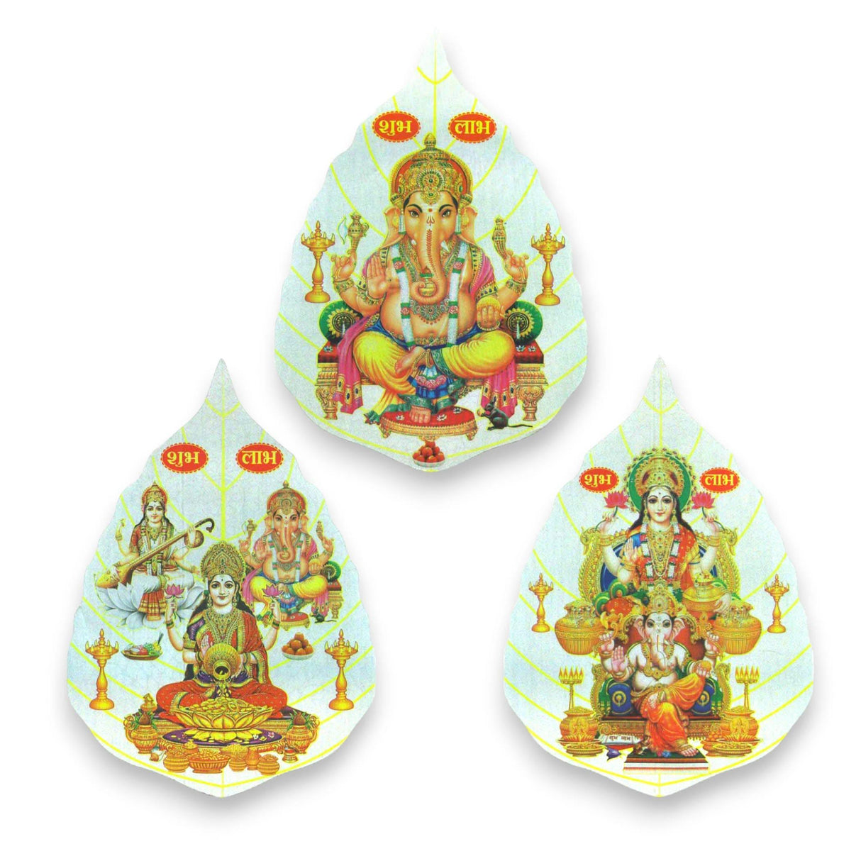 6CT Ganesha Laxmi and Saraswati Wall Sticker Decorative Easy Peel Poster Premium Glitter Effect Pooja Room Wall Sticker Hindu Diwali Decor Indian God Sticker Home Office - LoveNspire