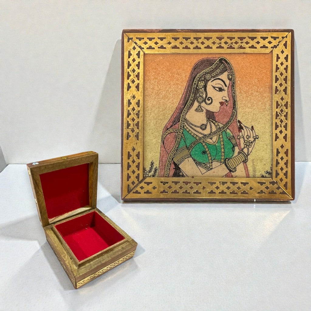 Wooden Jewelry Box Small Handcarved Decorative Jewellery Storage Organizer for Earring, Necklace, Rings, Bracelet Gift Ideas for Women - Multipurpose Keepsake Box (3x3x1.5 Inches)