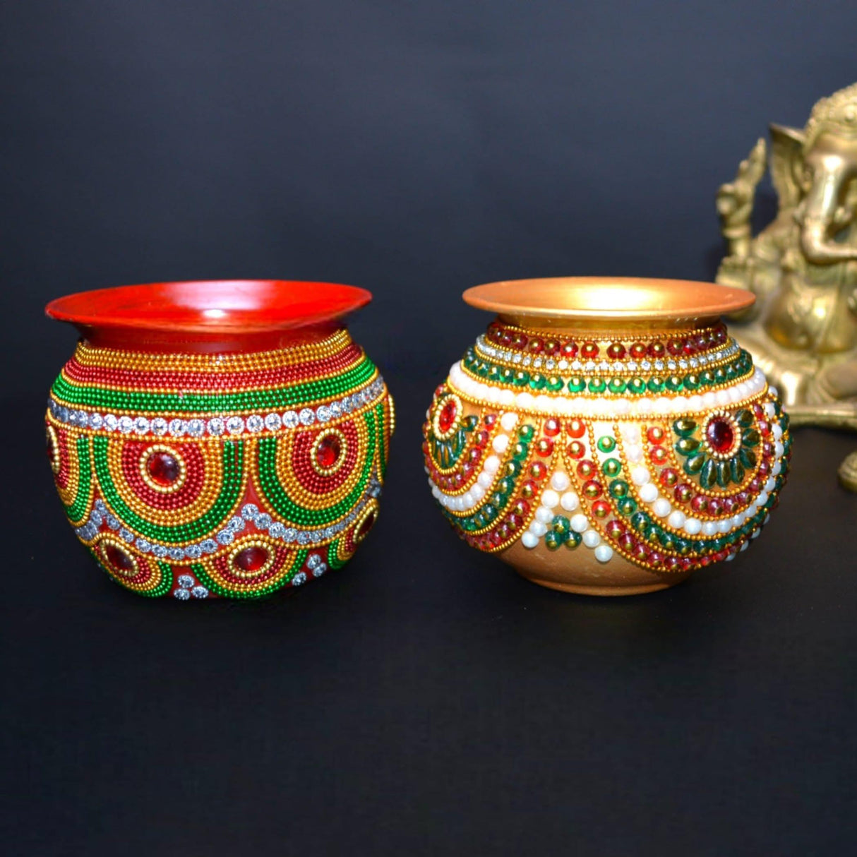 Decorative Kalash for Pooja Handmade Mild Steel Puja Kalash Festival Wedding Decor Grah Pravesh Home Temple Mandir Decor Housewarming Gift Lota for Navratri Karvachauth Diwali - LoveNspire