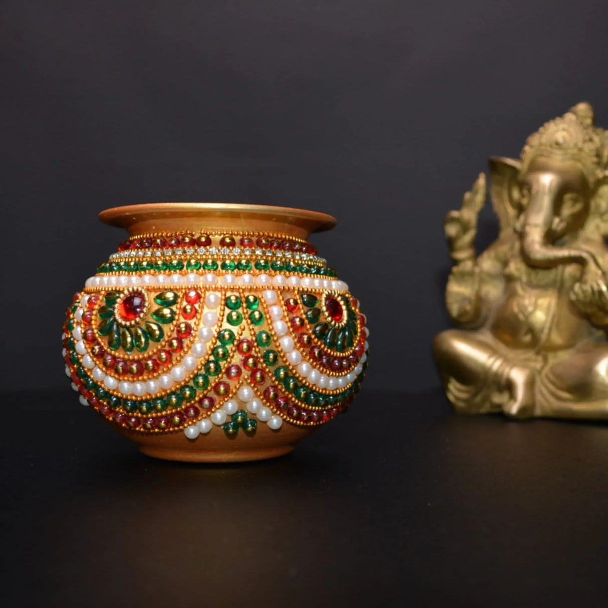 Decorative Kalash for Pooja Handmade Mild Steel Puja Kalash Festival Wedding Decor Grah Pravesh Home Temple Mandir Decor Housewarming Gift Lota for Navratri Karvachauth Diwali - LoveNspire