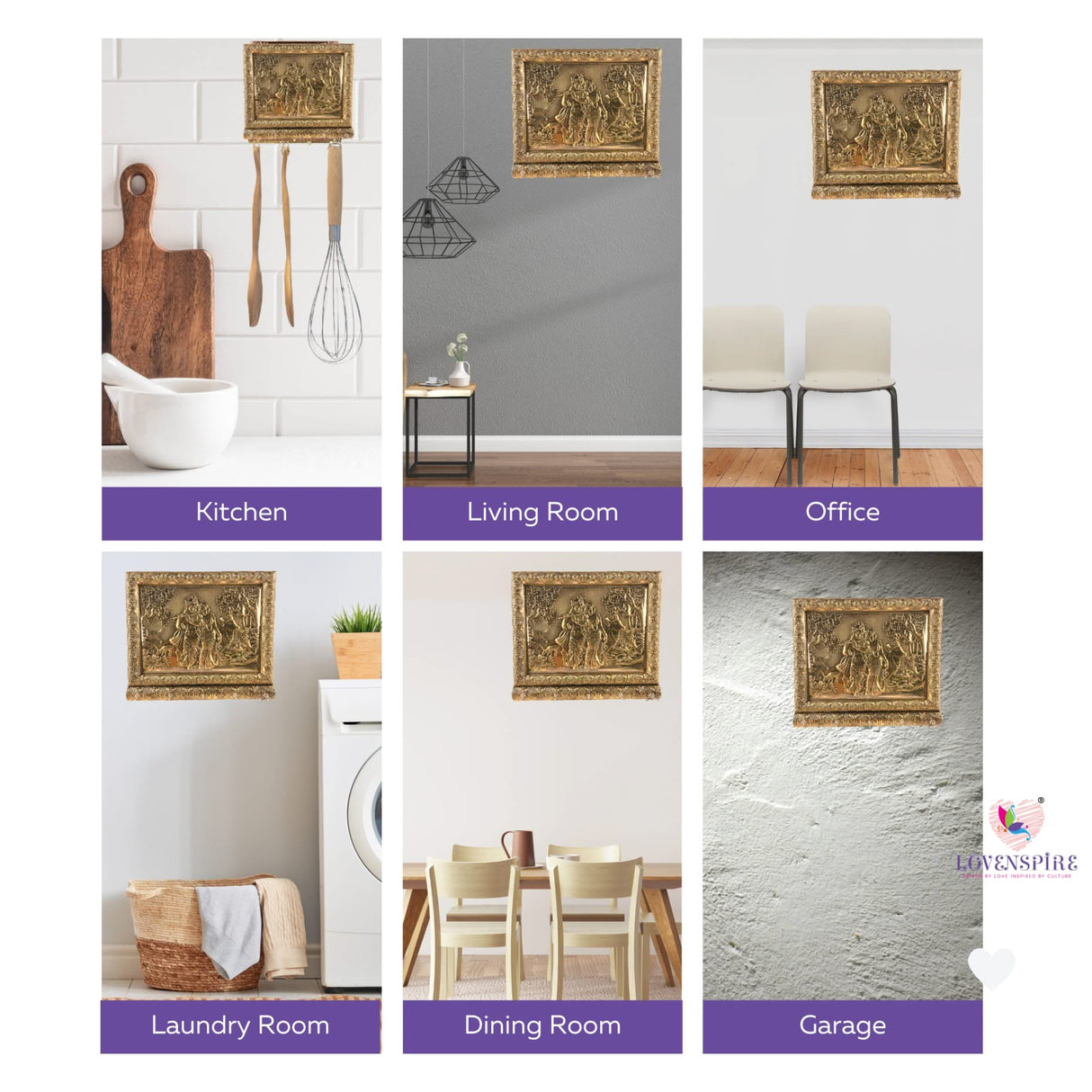 Radha Krishna with Cow Key Holder Home Decor Key Hooks for Wall Hanging Hand Crafted Decorative Showpiece Key Organizer Office Hallway Living Room Wall Mounted 5 Hooks Housewarming Gift - LoveNspire