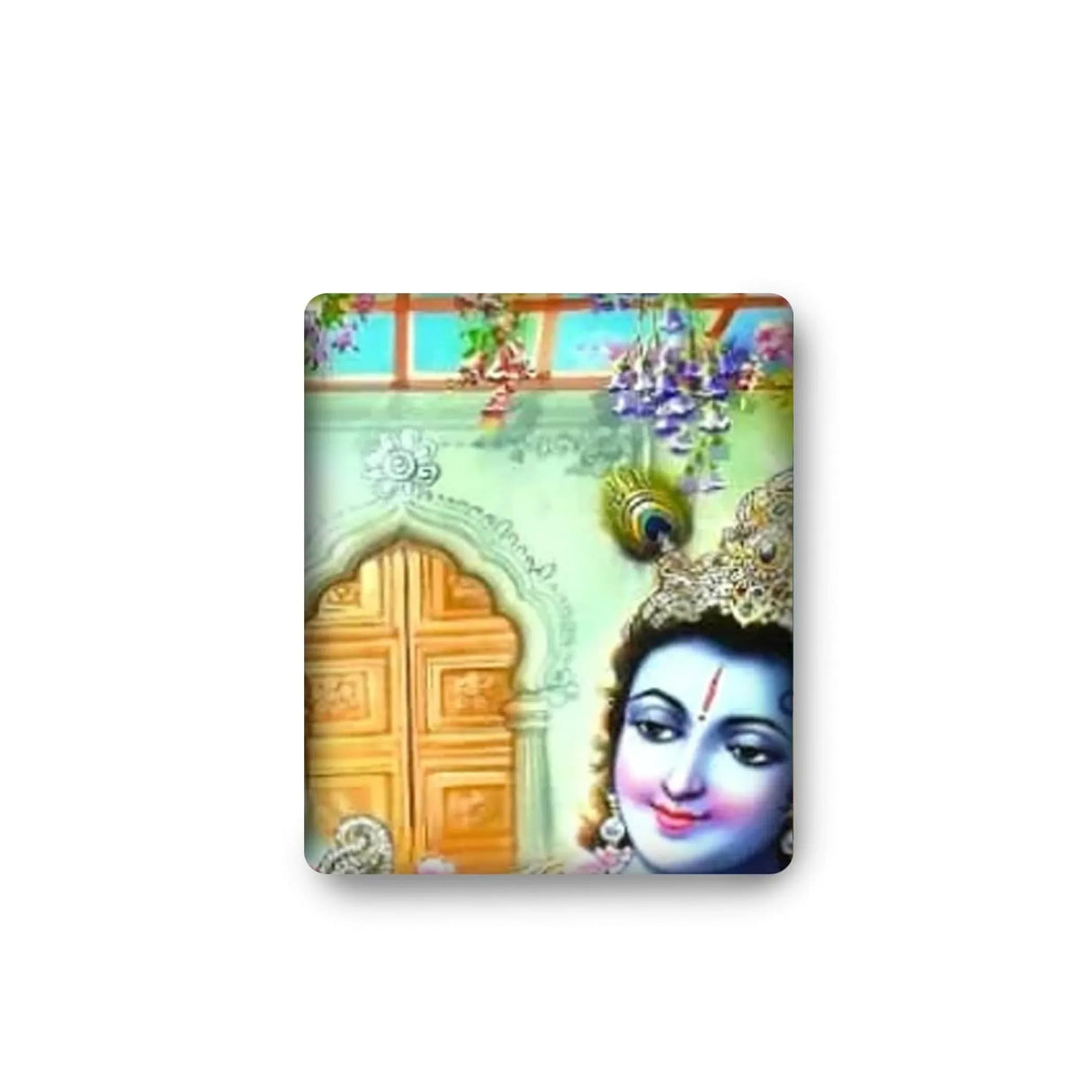 Radha Krishna with Peacock Backdrop Indian Traditional Cloth 5x8 Feet Backdrop Indian Janmashtami Decor Pooja Wall Decor Indian Wall Art Photo Decor Banner Decorative Pooja Cloth - LoveNspire