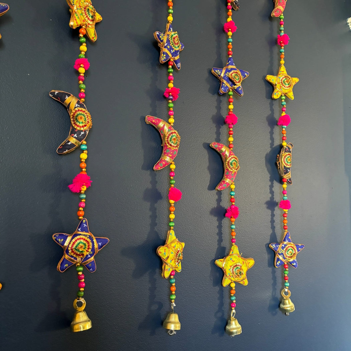 Rajasthani Door Hanging Moon Star Door Hanging Wind Chime Traditional Ethnic Wall Hanging Indian Wall Art Showpiece Home Decor Garden Patio Decor Christmas Housewarming Gifts - LoveNspire