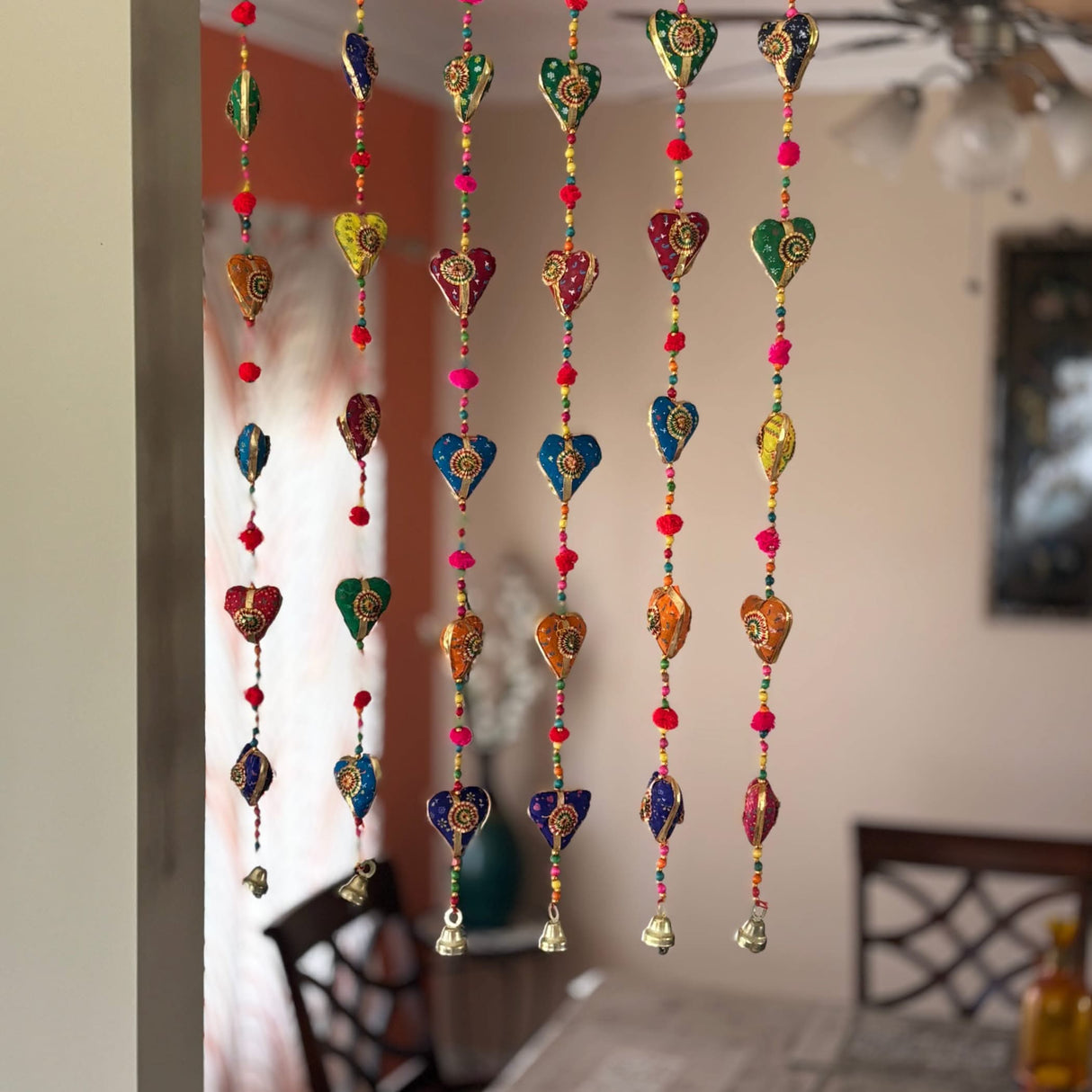 Rajasthani Door Hanging Wind Chime Strings Rajasthani Wall Hanging Indian Wall Art Showpiece Diwali Decor Wind Chime for Home Decoration Garden Patio Housewarming Gifts - LoveNspire