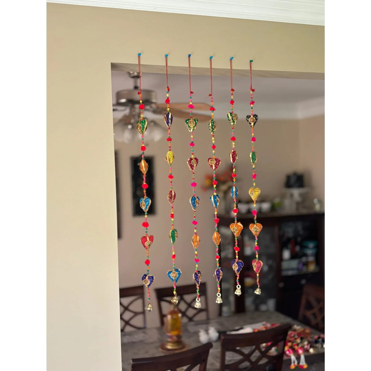 Rajasthani Door Hanging Wind Chimes Indian Traditional Heart Wall Hanging Diwali Christmas Wedding Decor Wind Chime for Home Decoration Patio - Housewarming Gifts (33 Inches) - LoveNspire