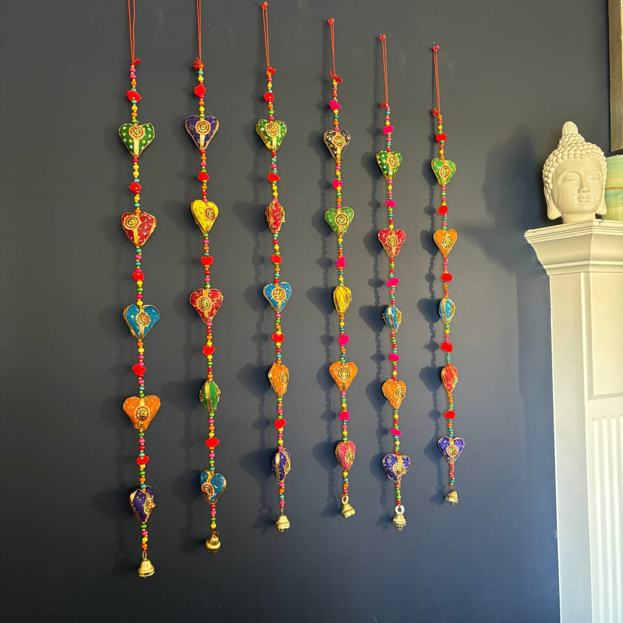 Rajasthani Door Hanging Wind Chime Strings Rajasthani Wall Hanging Indian Wall Art Showpiece Diwali Decor Wind Chime for Home Decoration Garden Patio Housewarming Gifts - LoveNspire