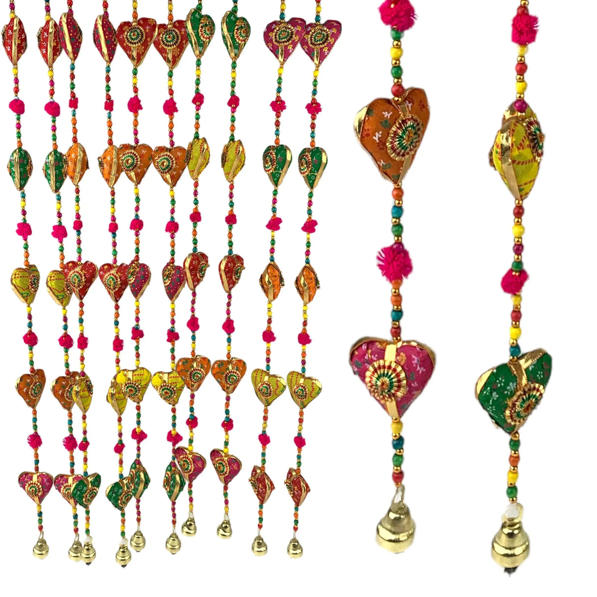Rajasthani Door Hanging Wind Chimes Indian Traditional Heart Wall Hanging Diwali Christmas Wedding Decor Wind Chime for Home Decoration Patio - Housewarming Gifts (33 Inches) - LoveNspire