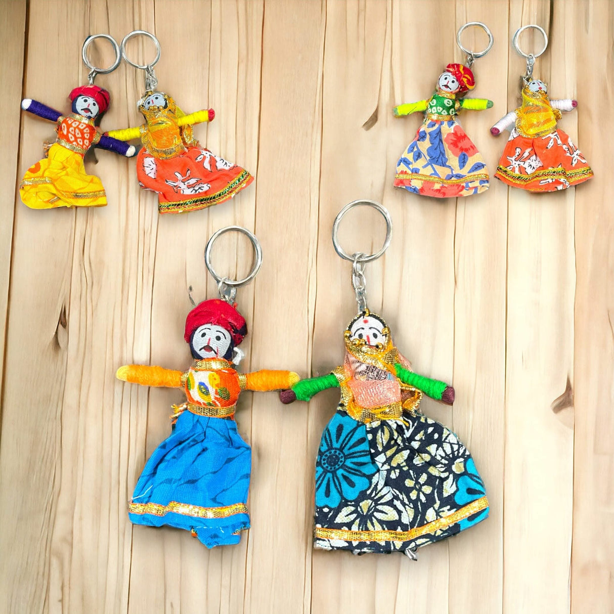 Key Chains Rajasthani Puppet Couple Keychain Kathputli Puppets Car Keyrings Pendant Accessories for Women Men - LoveNspire