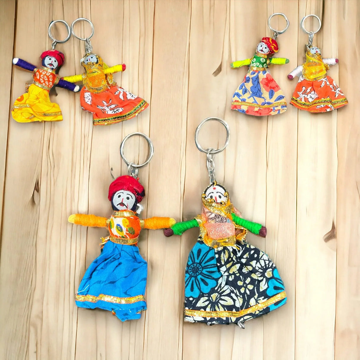 Key Chains Rajasthani Puppet Couple Keychain Kathputli Puppets Car Keyrings Pendant Accessories for Women Men - LoveNspire