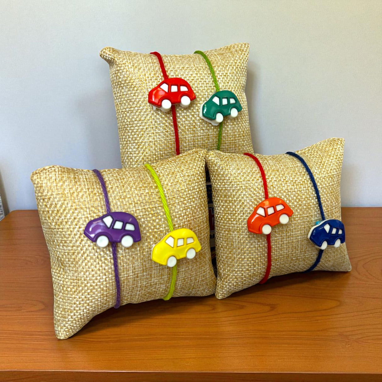 Set Of 2 Cute Cartoon Rakhi Featuring Adorable Car Designs Thread Perfect Rakhi for Brother Raksha Bandhan Bracelets for Bhai Bhaiya - LoveNspire