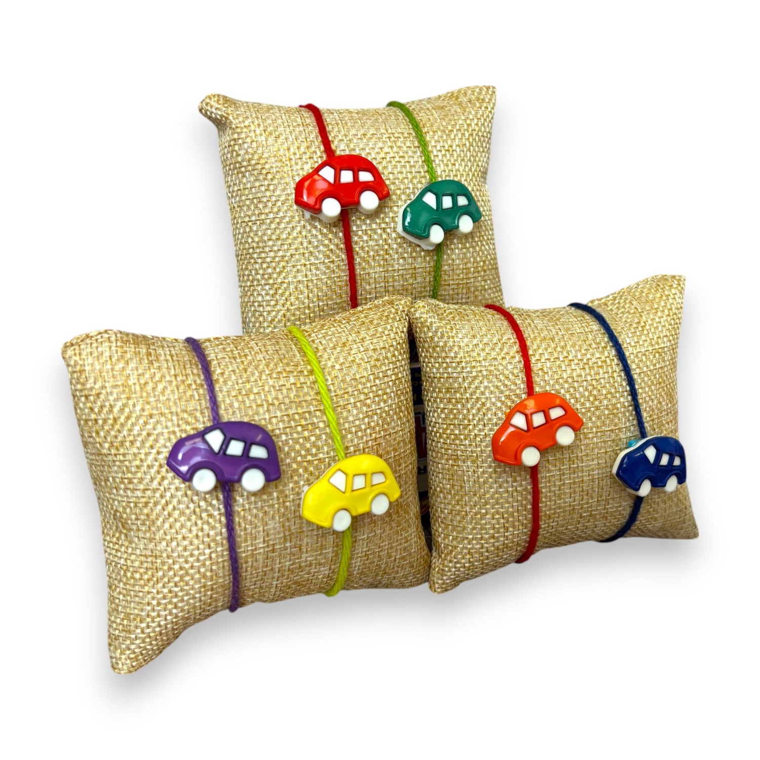 Set Of 2 Cute Cartoon Rakhi Featuring Adorable Car Designs Thread Perfect Rakhi for Brother Raksha Bandhan Bracelets for Bhai Bhaiya - LoveNspire