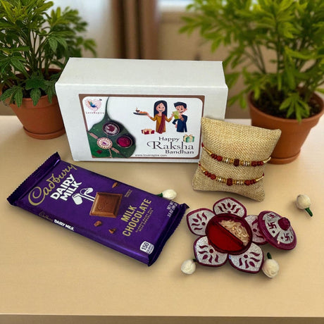 Rakhi Gift Hamper Rakhi for Brother with Gift Set - Rakhi with Haldi Kumkum Holder Roli Chawal - Raksha Bandhan Bracelet Rakhi for Bhai Bhabhi - LoveNspire