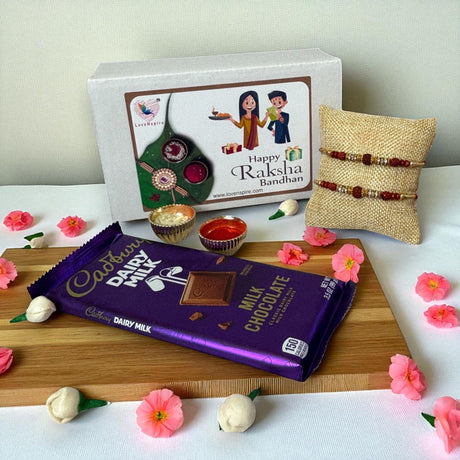 Rakhi Gift Hamper Rakhi for Brother with Gift Set - Rakhi with Haldi Kumkum Holder Roli Chawal - Raksha Bandhan Bracelet Rakhi for Bhai Bhabhi - LoveNspire