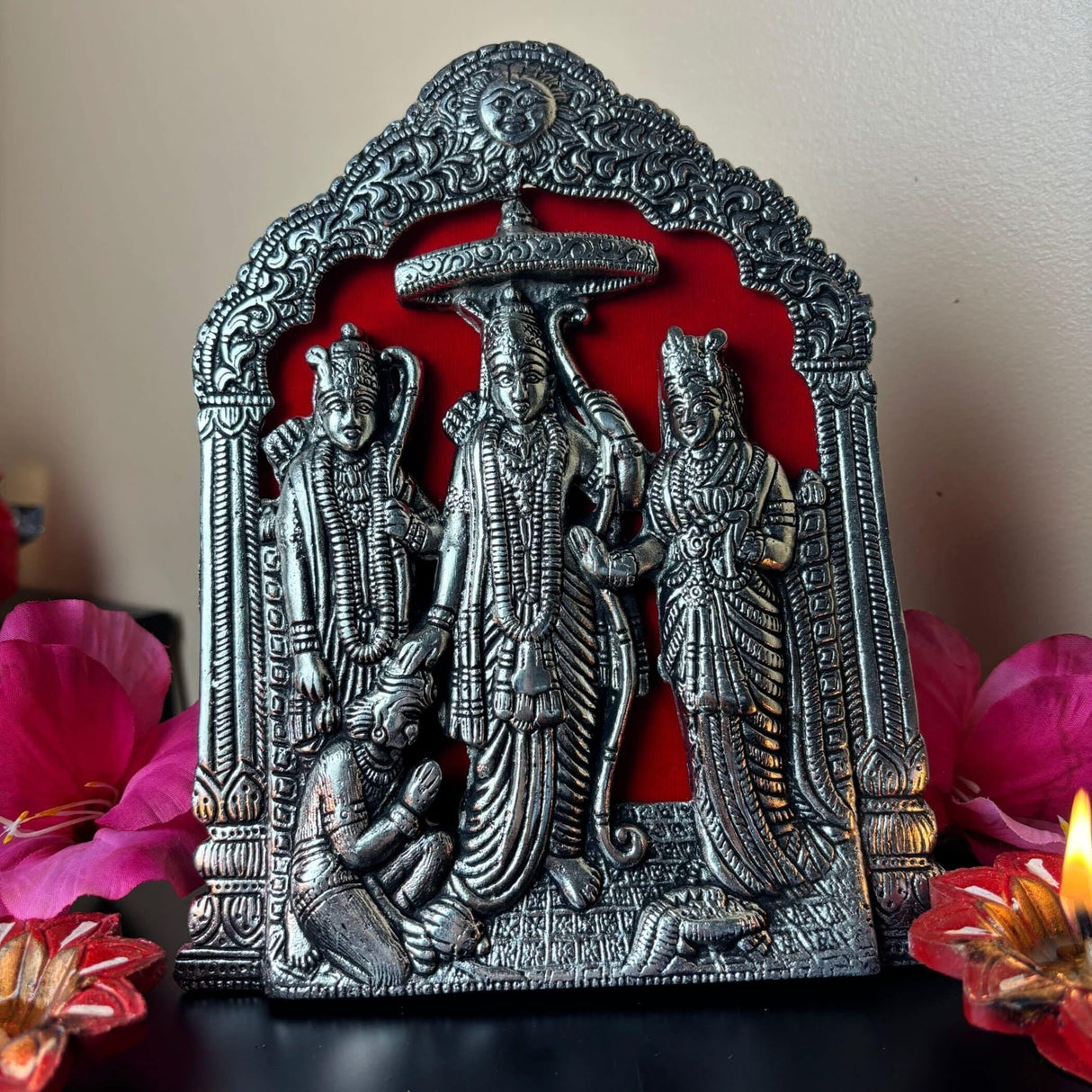 Ram Darbar Wall Hanging & Table Top Lord Rama Laxman Sita Hanuman Idol/statue for Pooja, Home Decor, Festivals, Diwali Gift Rama Idol Sculpture (alloy Metal Size 8.5 Inch) - LoveNspire